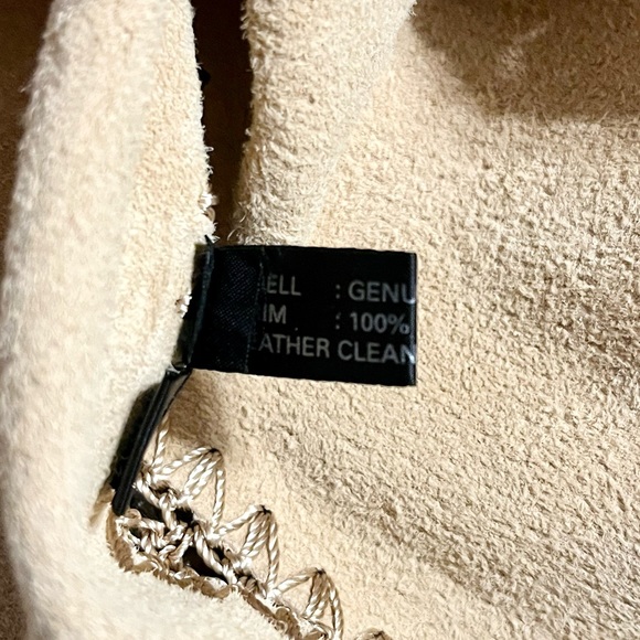 Vintage Overland Tan Suede Leather Lace Embroidered Leather Jacket Women’s Sz 12 - Picture 4 of 10